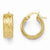 14k Yellow Gold Polished Diamond-cut Brushed Small Hoop Earrings