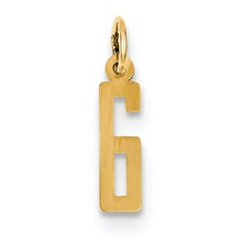 14k Gold Small Polished Elongated 6 Charm hide-image