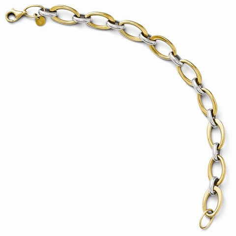 14K White and Yellow Gold Polished Link Bracelet