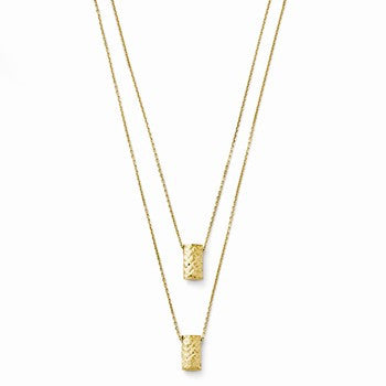 14K Yellow Gold Two Layer Diamond-Cut Necklace