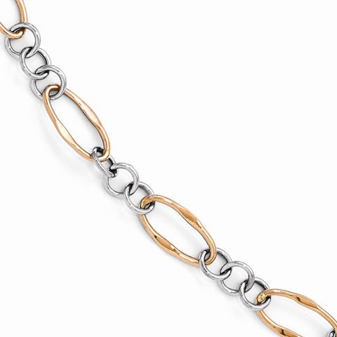 14K White and Rose Gold Polished Link Bracelet