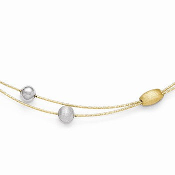 14K Two-Tone Polished and Brushed Necklace