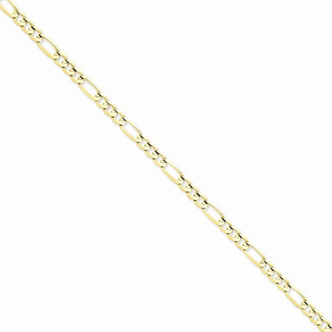 14K Yellow Gold Concave Open Figaro Chain Bracelet