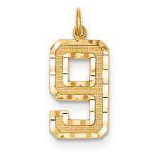 14ky Casted Large Diamond Cut Number 9 Charm hide-image