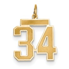 14k Gold Medium Satin Number 34 Charm hide-image