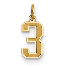 14k Gold Small Satin Number 3 Charm hide-image