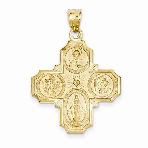 14k Gold 4-Way Medal Pendant, Pendants for Necklace
