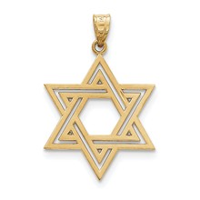 14k Gold Solid Polished Satin Star of David Charm hide-image