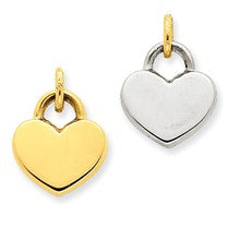 14k Gold Hollow Polished Reversible Heart Charm hide-image