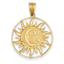 14k Gold Polished Sun with Moon & Star Charm hide-image
