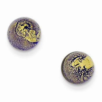 Sterling Silver Blue Gold Color Italian Murano Earrings