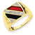 14k Yellow Gold & Rhodium Men's Onyx & Red Agate Diamond Ring