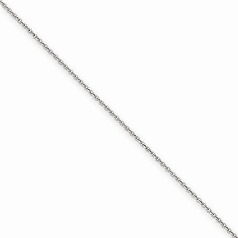 14K White Gold Solid Polished Cable Chain Anklet