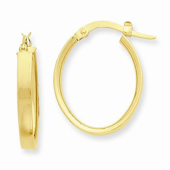 14k Yellow Gold Oval Hoop Earrings