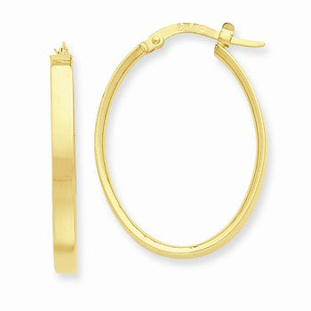 14k Yellow Gold Oval Hoop Earrings
