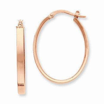 14k Yellow Gold Plated Rose Rhodium Oval Hoop Earrings