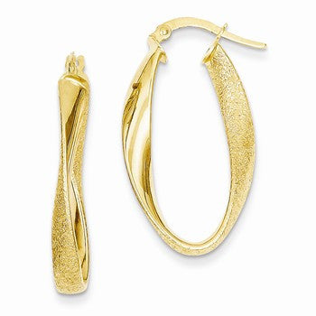 14k Yellow Gold Oval Hoop Earrings