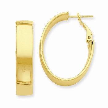 14k Yellow Gold Oval Hoop Earrings