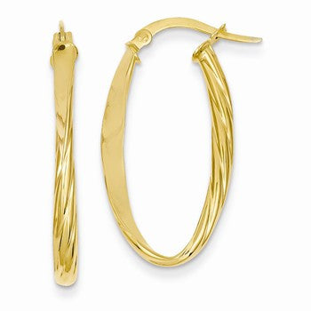 14k Yellow Gold Oval Hoop Earrings