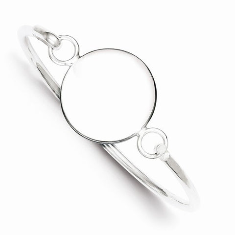 Sterling Silver Bangle with Round Id Plate Bracelet
