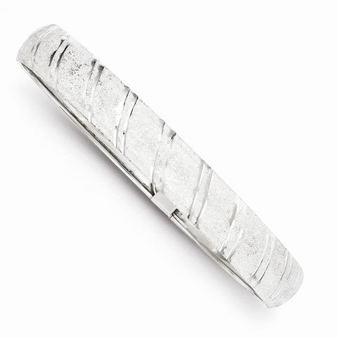 Sterling Silver Polished & Textured Flexible Bangle Bracelet