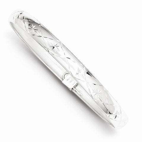 Sterling Silver Diamond-Cut Flexible Bangle Bracelet