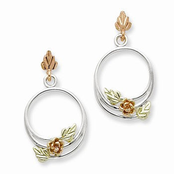 Sterling Silver 12K Circle Rose Post Earrings