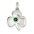 Clover with Green Glass Charm in Sterling Silver