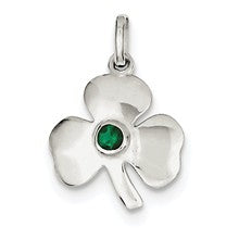 Sterling Silver Clover with Green Glass Charm hide-image