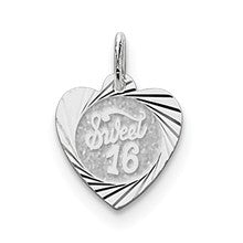 Sterling Silver Sweet Sixteen Heart Disc Charm hide-image