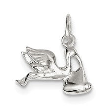 Sterling Silver STORK W/ BABY Charm hide-image