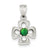 Four Leaf Clover with Green Synthetic Stone Charm in Sterling Silver