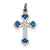 Blue Enameled Budded Cross Charm in Sterling Silver