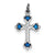 Sterling Silver Blue Enameled Budded Cross Charm hide-image