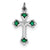 Green Enameled Budded Cross Charm in Sterling Silver