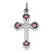 Pink Enameled Budded Cross Charm in Sterling Silver