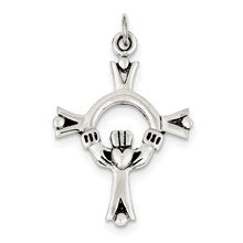 Sterling Silver Antiqued Claddagh Cross Charm hide-image