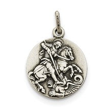 Sterling Silver Antiqued Saint George Medal, Stylish Charm hide-image