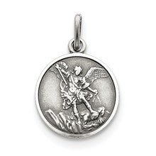 Sterling Silver Antiqued Saint Michael Medal, Gorgeous Charm hide-image
