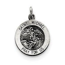 Sterling Silver Antiqued Saint Michael Medal, Lovely Charm hide-image