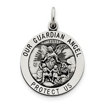 Sterling Silver Antiqued Guardian Angel Medal, Delightful Charm hide-image