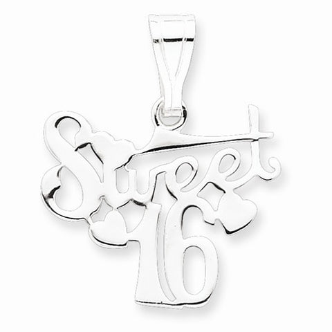 Sterling Silver Sweet 16 pendant, Pretty Pendants for Necklace