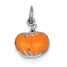 Sterling Silver Orange Enameled Pumpkin Charm hide-image