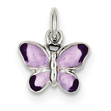 Sterling Silver Rhodium Enameled Purple Butterfly Charm hide-image