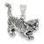 Antiqued Tiger Charm in Sterling Silver