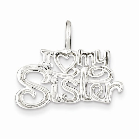 Sterling Silver I (heart) my Sister Pendant, Pendants for Necklace