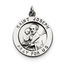 Sterling Silver Antiqued Saint Joseph Medal, Charm hide-image