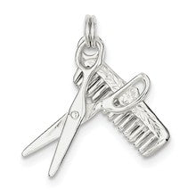 Sterling Silver Comb & Scissor Charm hide-image