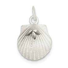 Sterling Silver Satin Finish Diamond Cut Shell Charm hide-image