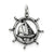 Antiqued Sailboat in Wheel Charm in Sterling Silver